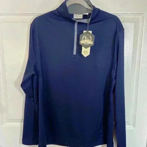Rorie Whelan Mens M Navy Quarter Zip Golf Pullover Dry Wicking UPF 50 Activewear - Picture 3 of 10